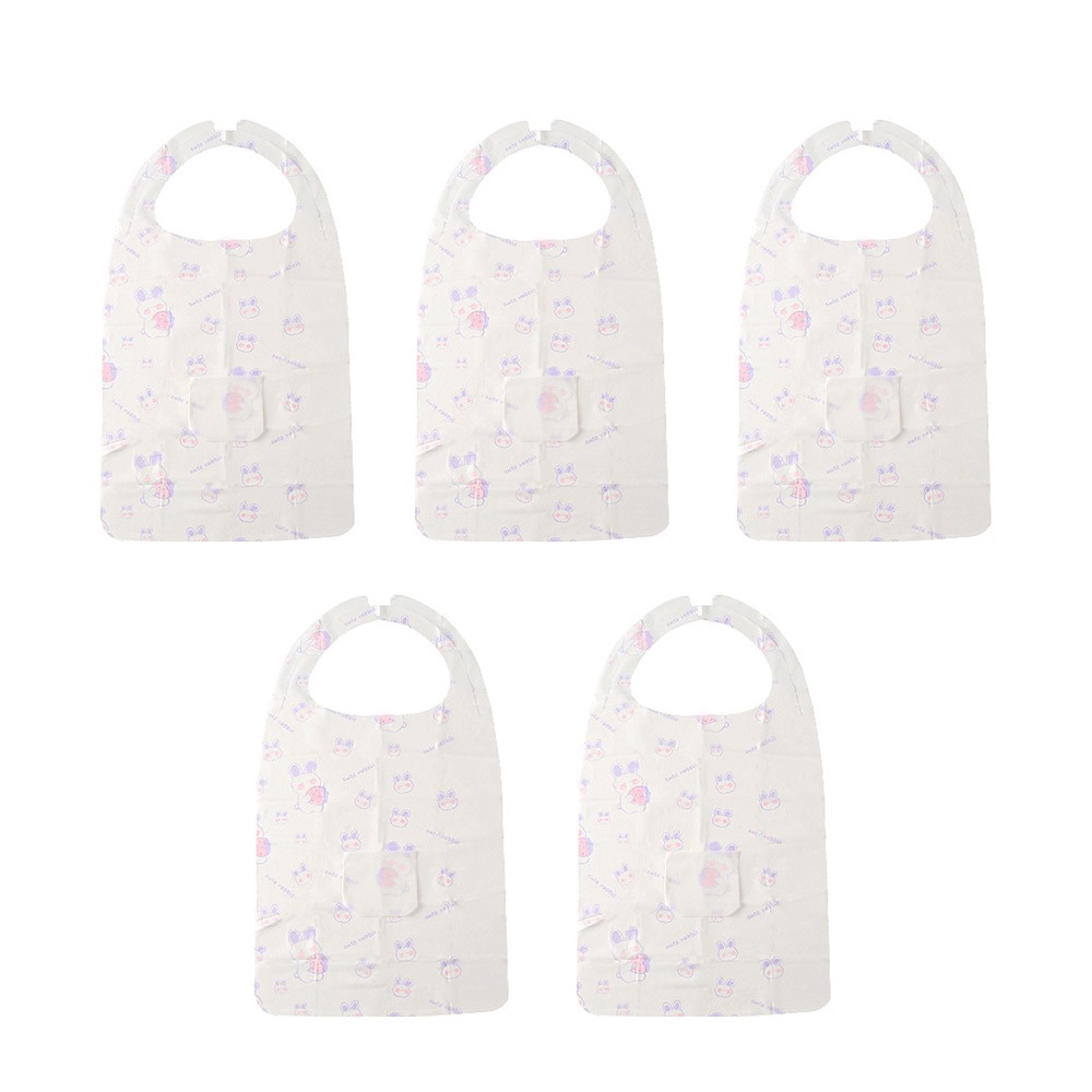 Home Cooking Oil Disposal - 5Pcs/Bag Portable Printed Disposable Aprons Non