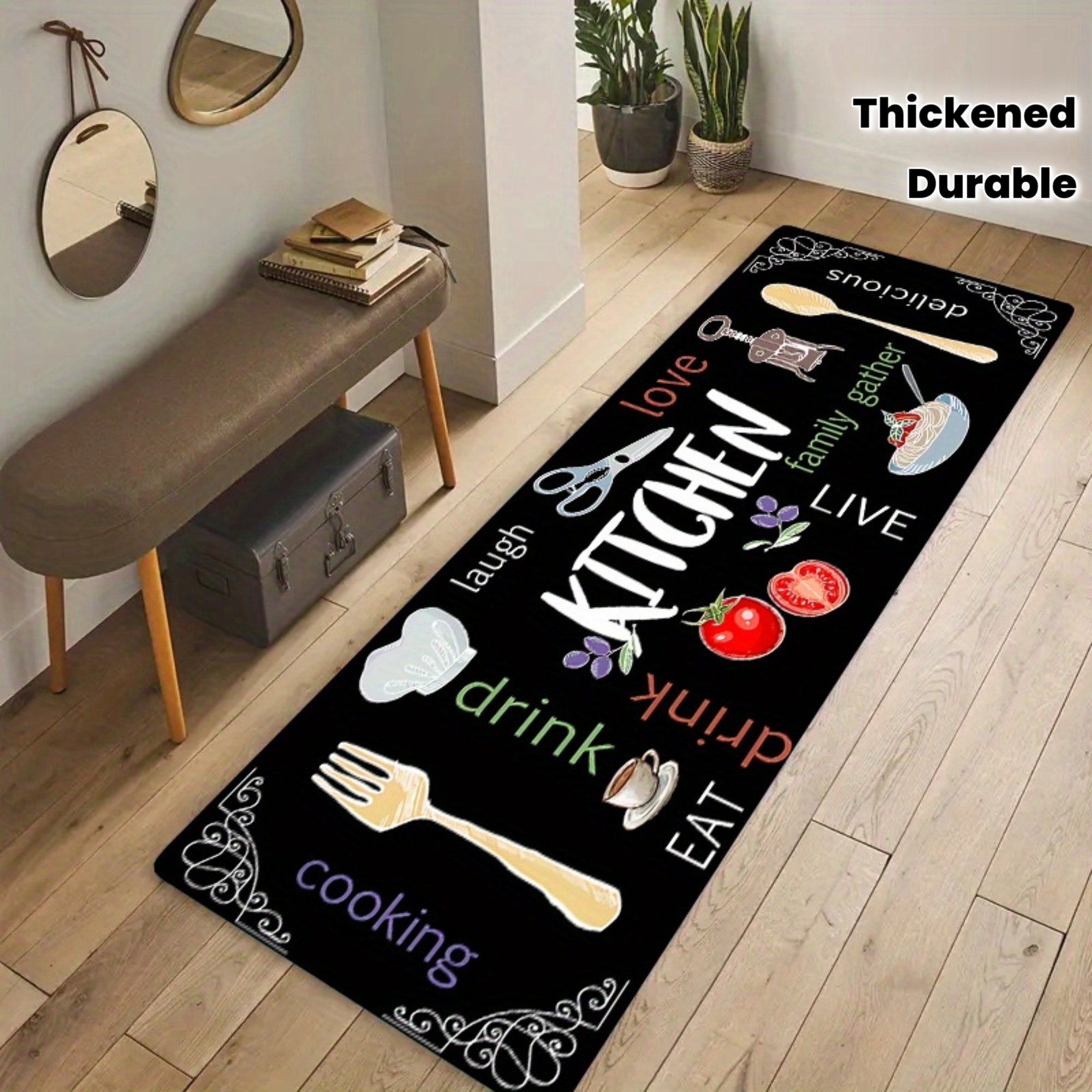Home Cooking Quotes - Modern Kitchen Quote Runner Mat -