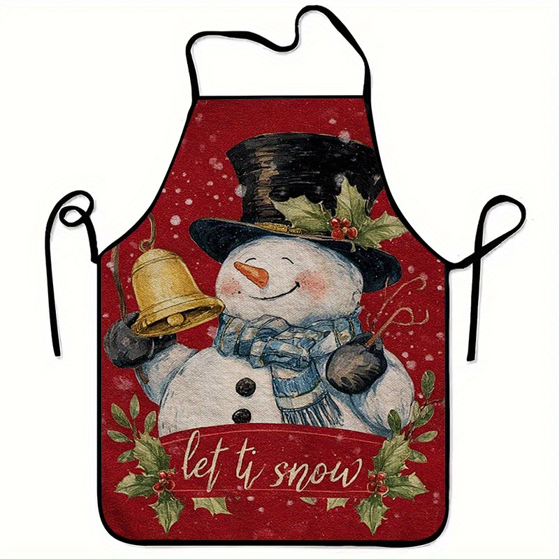 Home Cooking Work - Christmas Snowman Print Apron, Unisex Fashionable