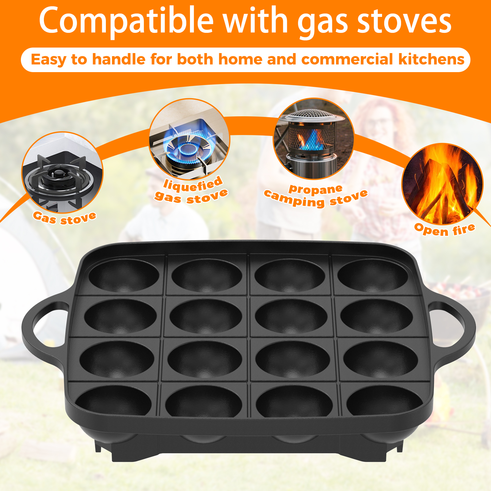 16 Holes Takoyaki Pan Cast Alu - Takoyaki Pan Cast ulasan dan harga