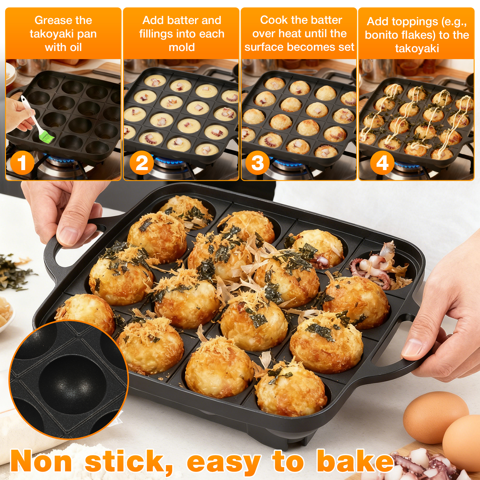 Takoyaki Pan Nonstick Japanese - Takoyaki Pan Cast ulasan dan harga
