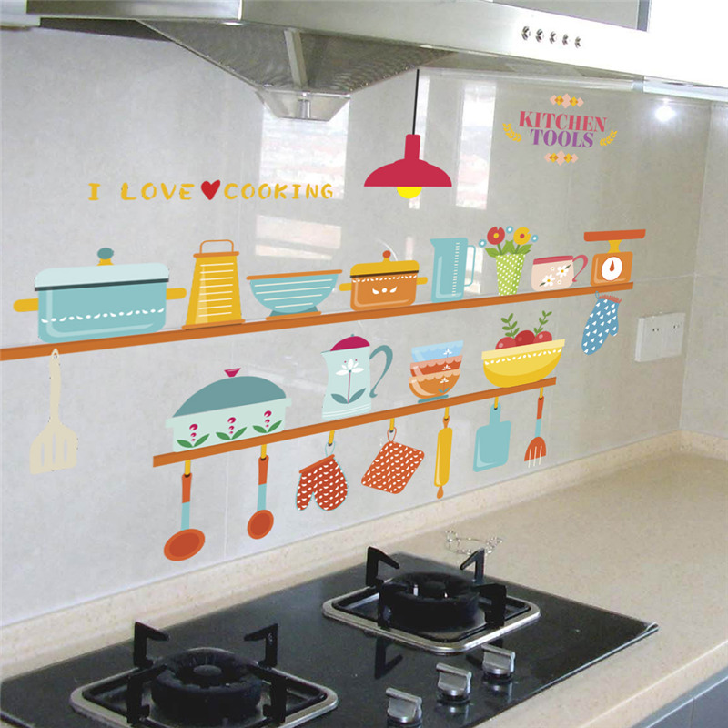 Kitchen Tools Pattern Wall Sti - Home Cooking Quotes ulasan dan harga