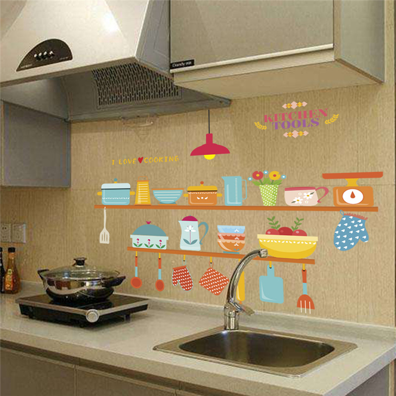 Kitchen Tools Pattern Wall Sti - Home Cooking Quotes ulasan dan harga