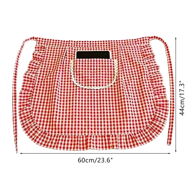 Half Waist Apron Square Check  - Home Cooking Work ulasan dan harga