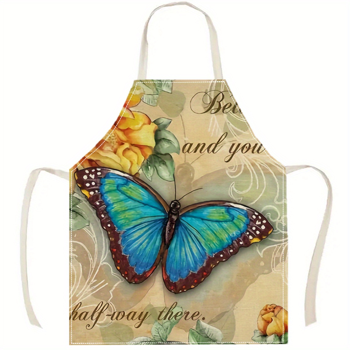 1pc Butterfly Flower Art Apron - Home Cooking Quotes ulasan dan harga