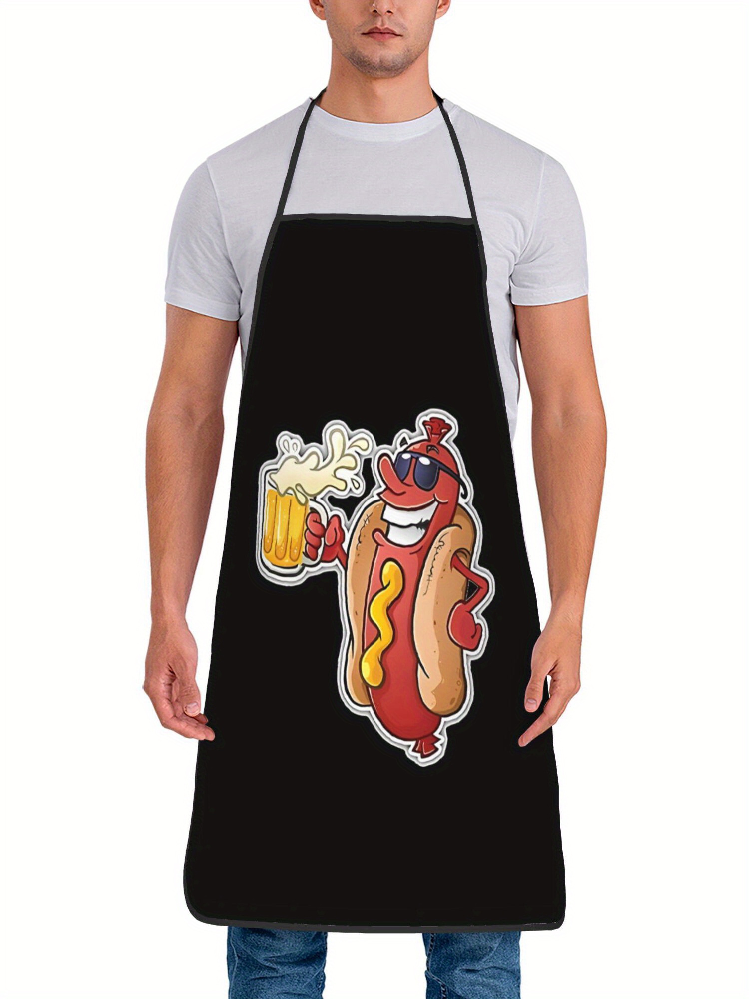 Hot Dog Pattern Print Apron, F - Home Cooking Fast Foods ulasan dan harga