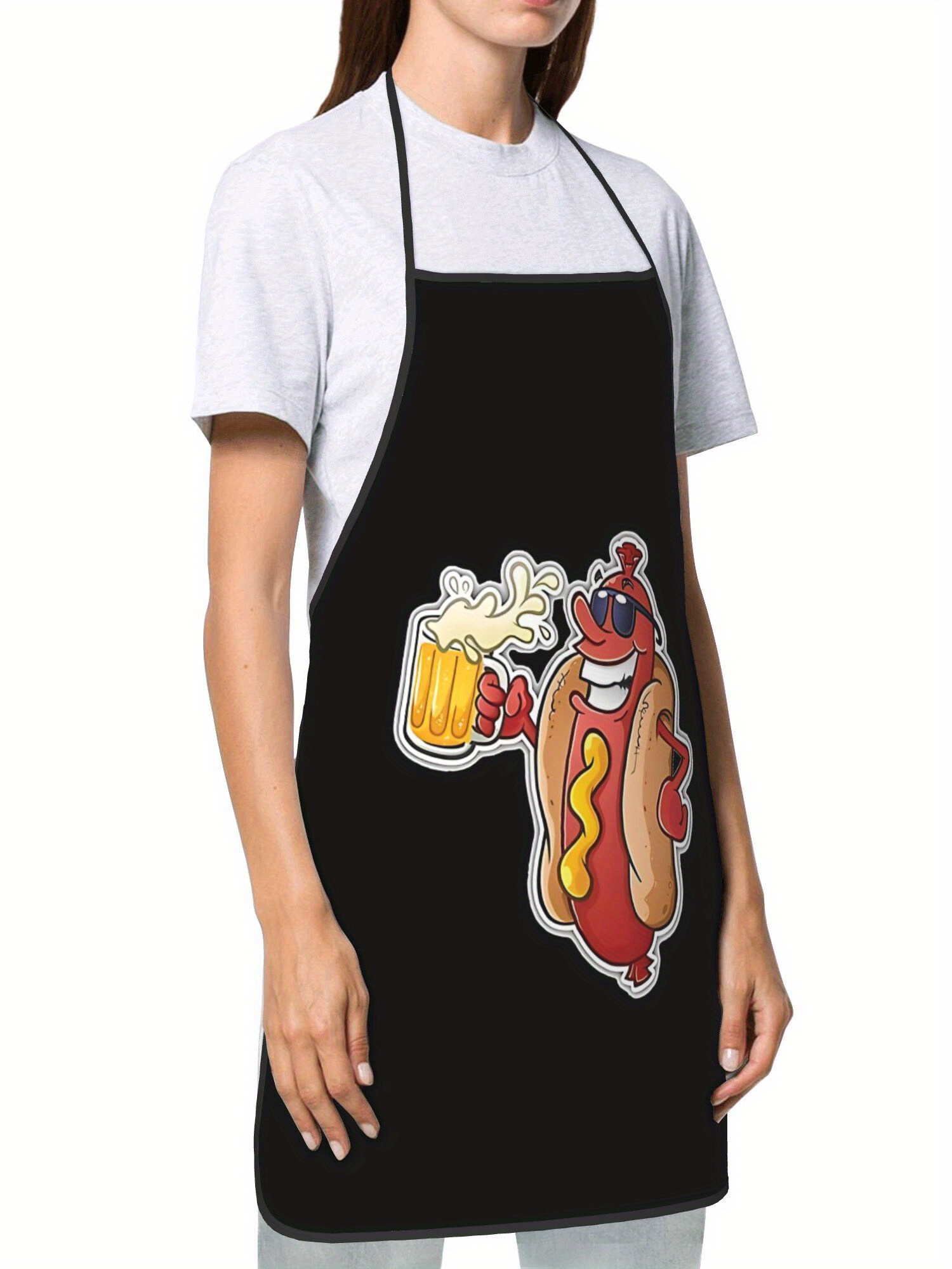 Hot Dog Pattern Print Apron, F - Home Cooking Fast Foods ulasan dan harga