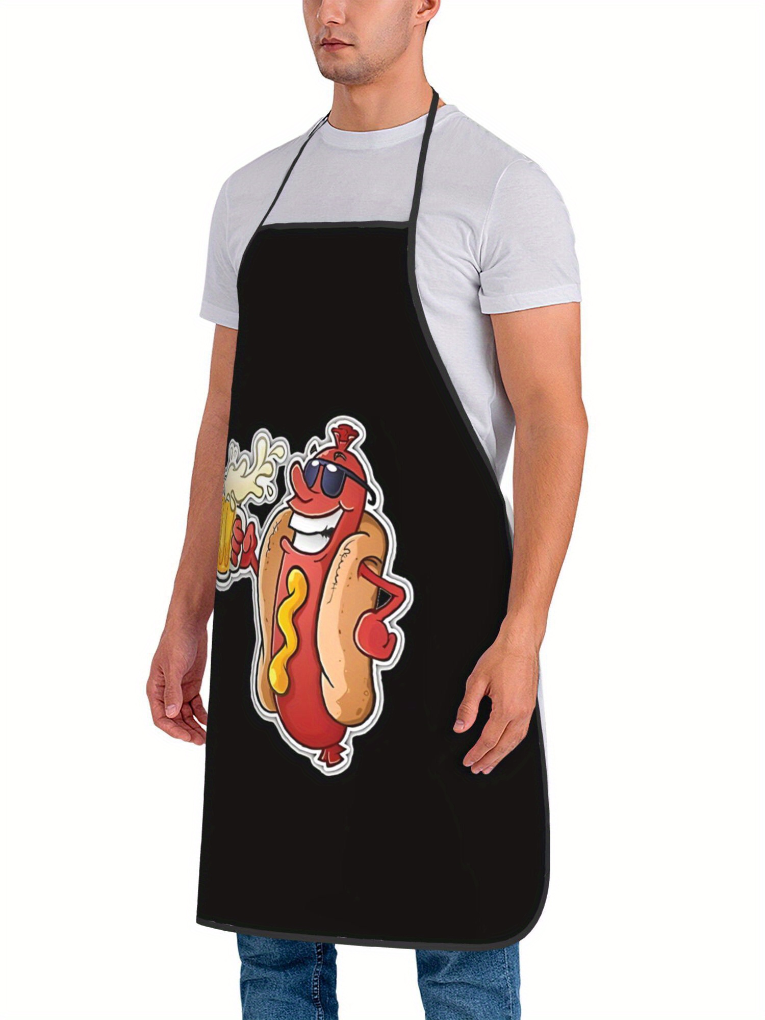 Hot Dog Pattern Print Apron, F - Home Cooking Fast Foods ulasan dan harga