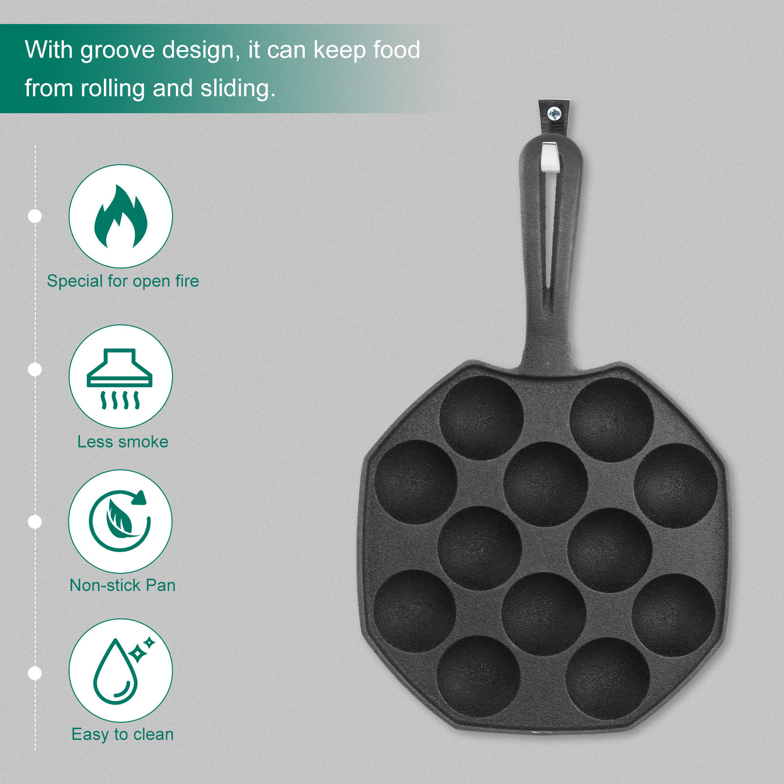 Takoyaki Pan 12 Molds Cast Iro - Takoyaki Pan Cast ulasan dan harga