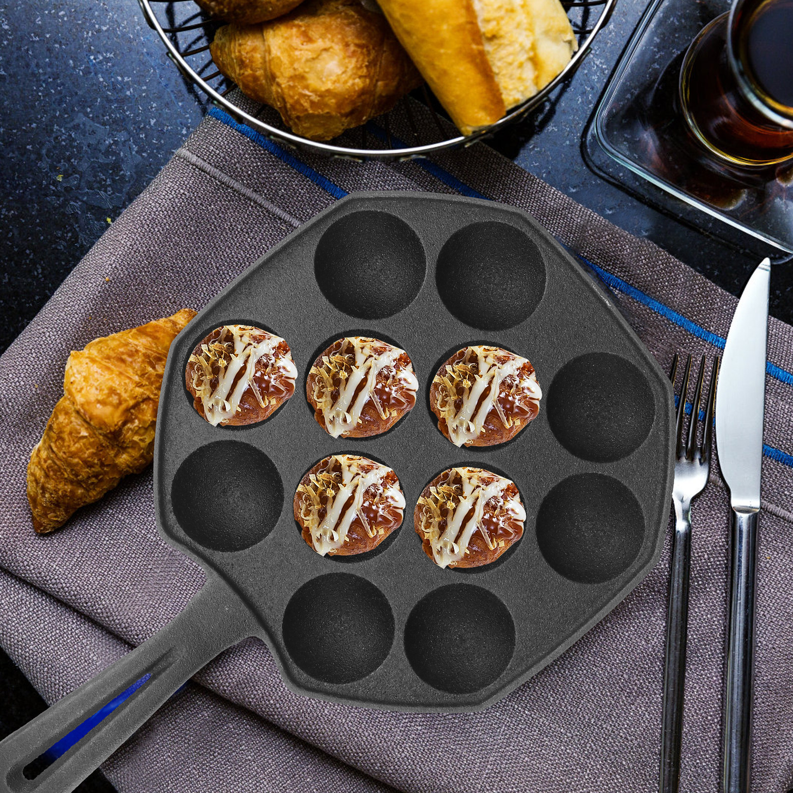 Takoyaki Pan 12 Molds Cast Iro - Takoyaki Pan Cast ulasan dan harga