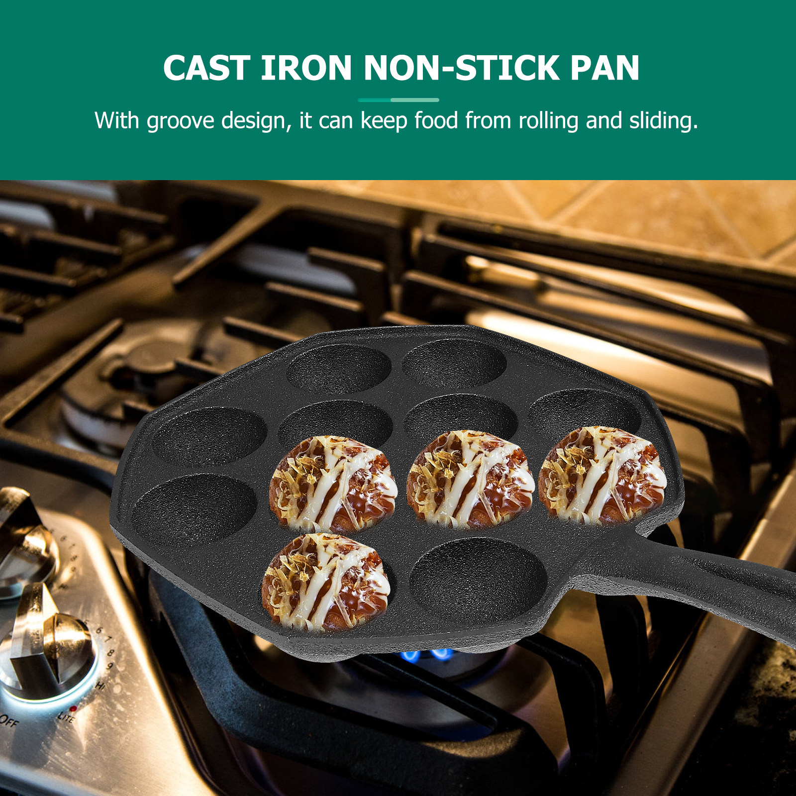 Takoyaki Pan 12 Molds Cast Iro - Takoyaki Pan Cast ulasan dan harga