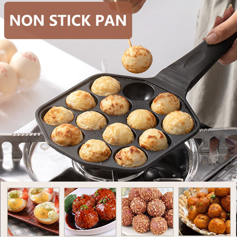 12/14 Hole Takoyaki Pan Wooden - Takoyaki Pan Cast ulasan dan harga